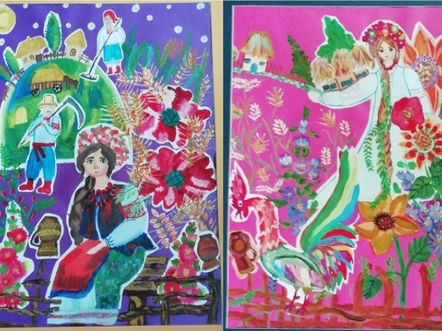 Перегляд творчих робіт учнів 5-Г класу декоративно-ужиткового відділу з предмету живопис