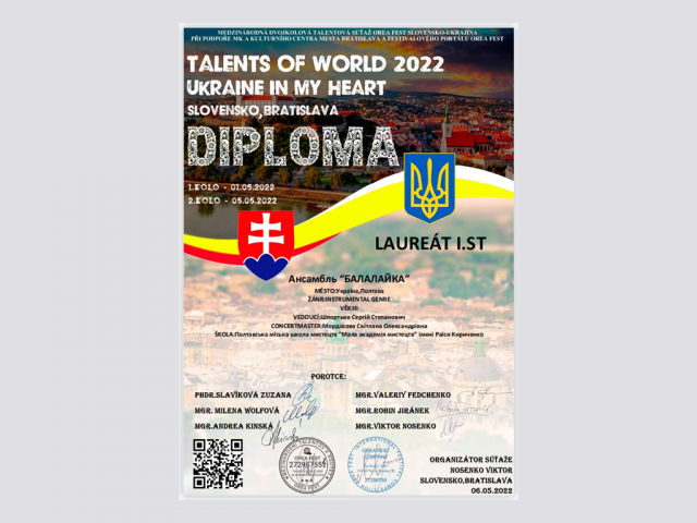 Міжнародний багатожанровий двотуровий конкурс "Україна В МОЄМУ СЕРЦІ" (Україна-Словаччина)